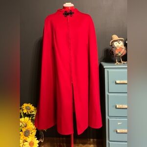 Vogue Vibrant Red Cape Coat